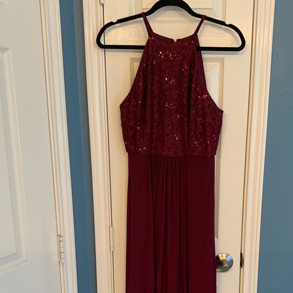 Long Maroon Evening Dress